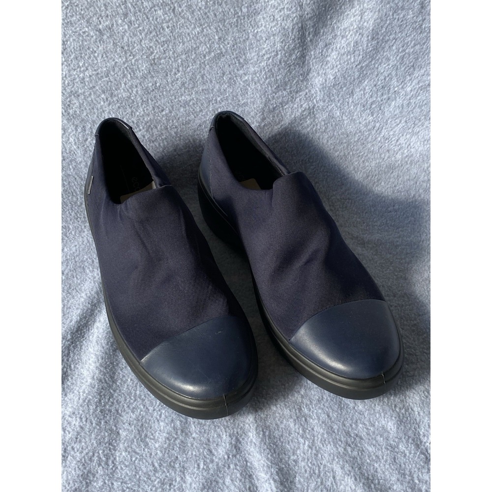 Ecco Women's Soft 7 Wedge Gore-Tex Slip On Sneaker Shoe Navy Blue Stretch Size11